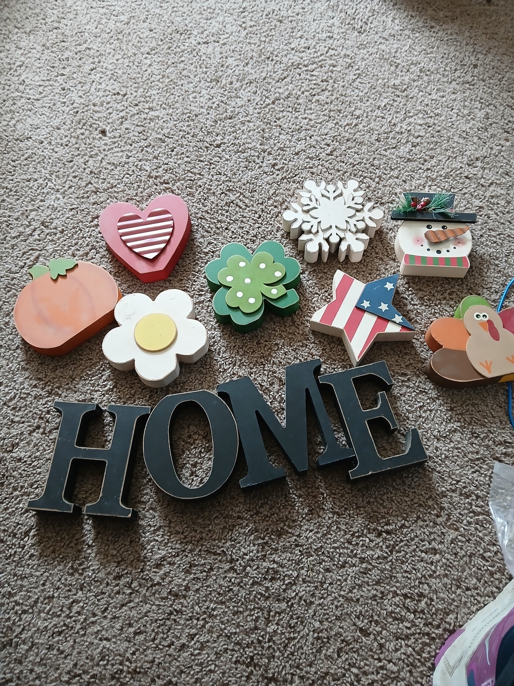 HOME Decorative Wall Sign with Seasonal Wooden Accents - Black
